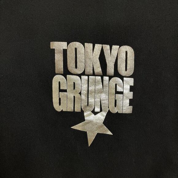 Sandro Paris Tokyo Grunge Crop Sweatshirt 2  Black Silver - Picture 3 of 9